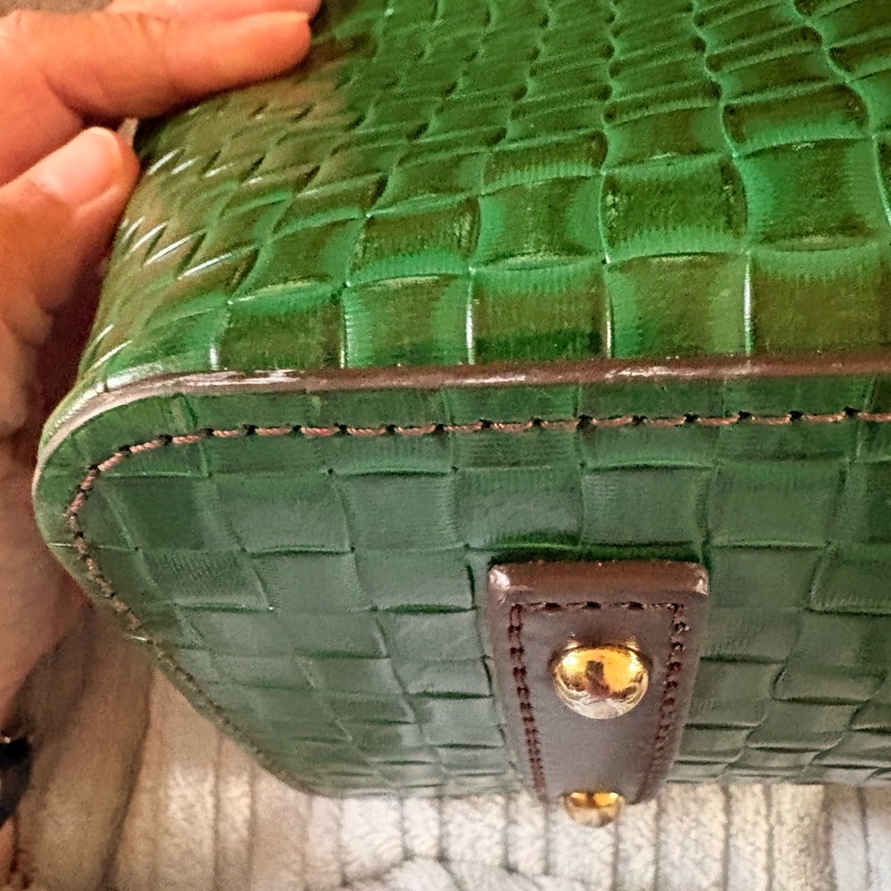 Dooney & Bourke Textured Green Tote with Brown Handles - Picture 6 of 10
